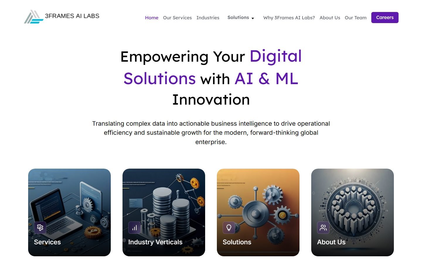 3Frames AI Labs website homepage preview