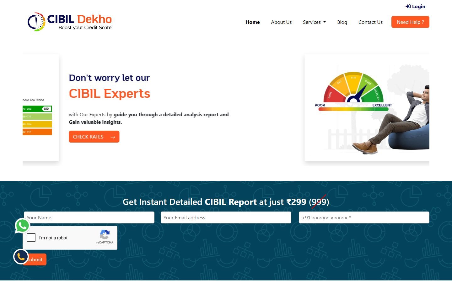 Cibil Dekho website homepage preview